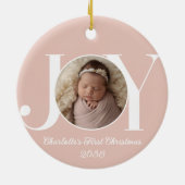 Baby's First Christmas Photo Blush Pink Keramik Ornament (Hinten)