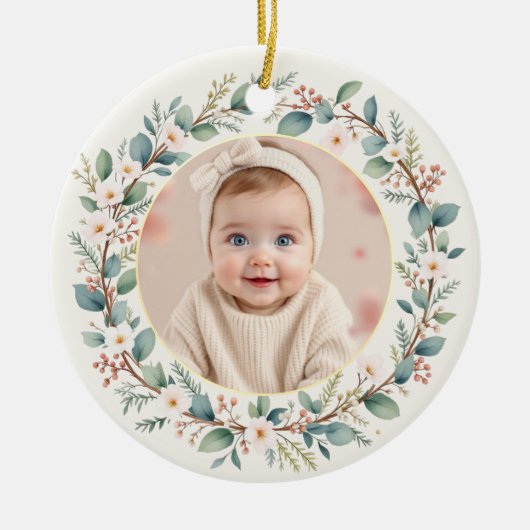 Baby's First Christmas Photo Keramik Ornament (Vorne)