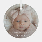 Baby's First Christmas Photo Ornament Aus Glas (Vorderseite)