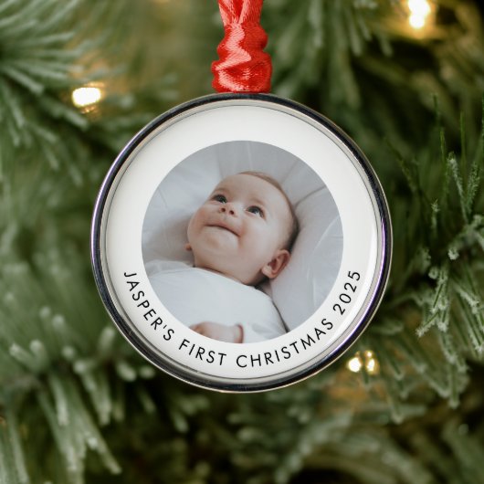 Baby's First Christmas Photo Ornament Aus Metall (Baum)