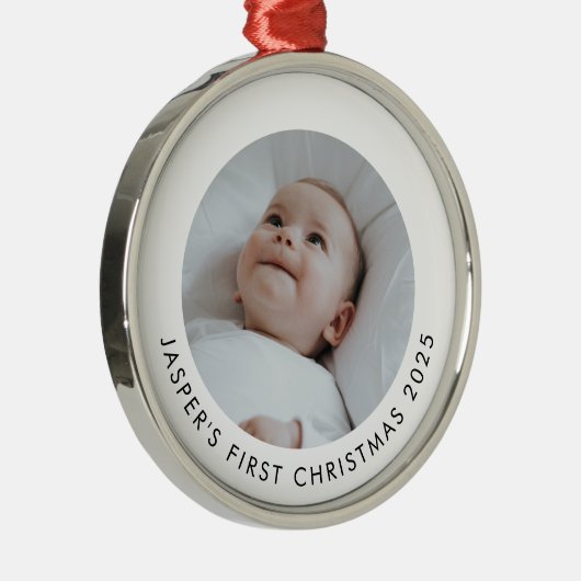 Baby's First Christmas Photo Ornament Aus Metall (Rechts)