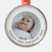 Baby's First Christmas Photo Ornament Aus Metall (Vorne)