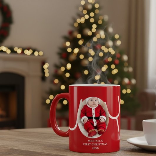 Baby's First Christmas Photo Red Coffee Mug Jumbo-Tasse