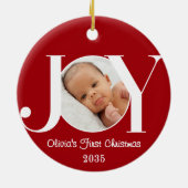 Baby's First Christmas Photo Red Keramik Ornament (Hinten)