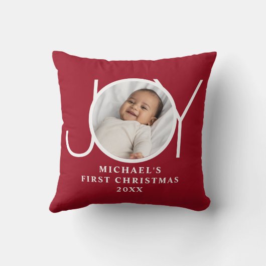 Baby's First Christmas Photo Red Kissen (Rückseite)