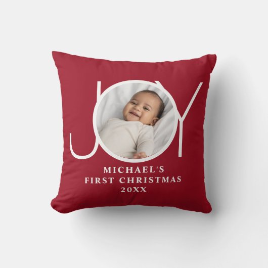 Baby's First Christmas Photo Red Kissen (Vorderseite)