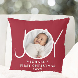 Baby's First Christmas Photo Red Kissen