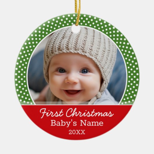 Baby's First Christmas Photo - Single Sided Keramikornament (Vorne)