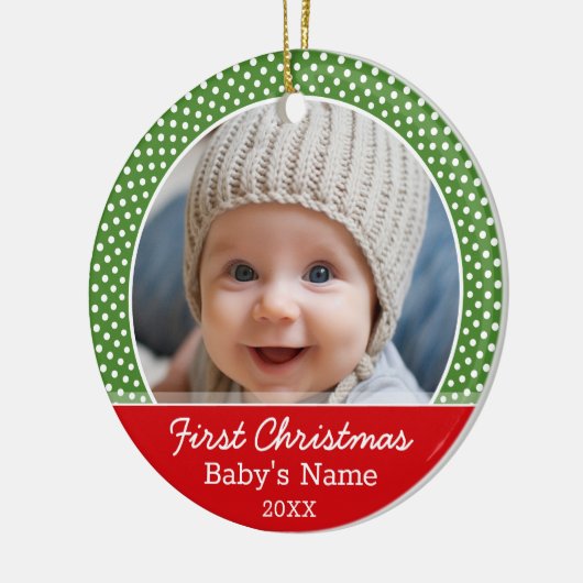 Baby's First Christmas Photo - Single Sided Keramikornament (Links)