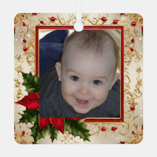 Baby's First Christmas Photo Template Ornament Aus Metall