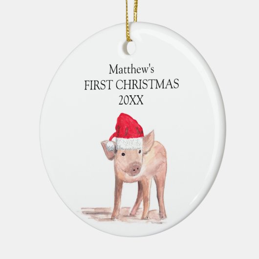Baby's First Christmas Piglet Pig Forest Boy Keramik Ornament (Links)