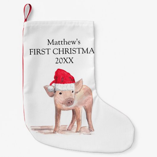 Baby's First Christmas Piglet Pig Forest Boy Kleiner Weihnachtsstrumpf (Vorderseite)