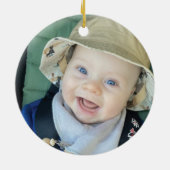 Baby's First Christmas Pinguin 2 Sided Foto Keramik Ornament (Hinten)