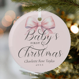 Baby's First Christmas Pink Bow Keepake Ornament Aus Glas