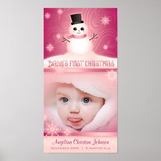 "Baby's First Christmas" Pink-Gedenkfeier Poster (Vorne)