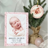 Baby's First Christmas Pink Gold Glitzer Keramik Ornament