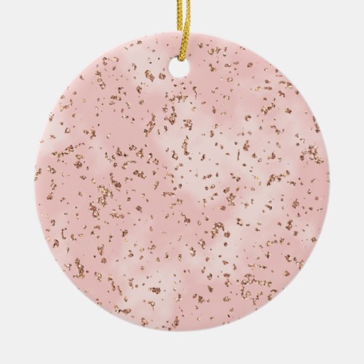 Baby's First Christmas Pink Gold Glitzer Keramik Ornament (Vorne)