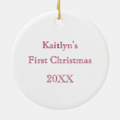 Baby's First Christmas Pink Ornament (Hinten)