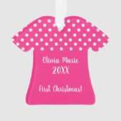 Baby's First Christmas Pink Polka Dot Ornament (Vorderseite)