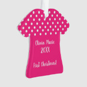 Baby's First Christmas Pink Polka Dot Ornament (Vorderseite)