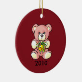 Baby's First Christmas Pink Teddybär Keramik Ornament (Rechts)
