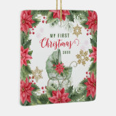 Baby's First Christmas Poinsettia Custom Foto Keramikornament (Rechts)