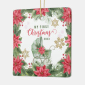 Baby's First Christmas Poinsettia Custom Foto Keramikornament (Links)