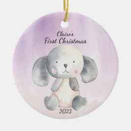 Baby's First Christmas Puppy Blue Personalisiert Keramik Ornament