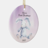 Baby's First Christmas Rabbit LavenderPersonalisie Keramik Ornament (Rechts)