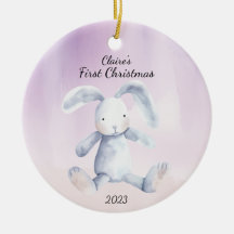 Baby's First Christmas Rabbit LavenderPersonalisie