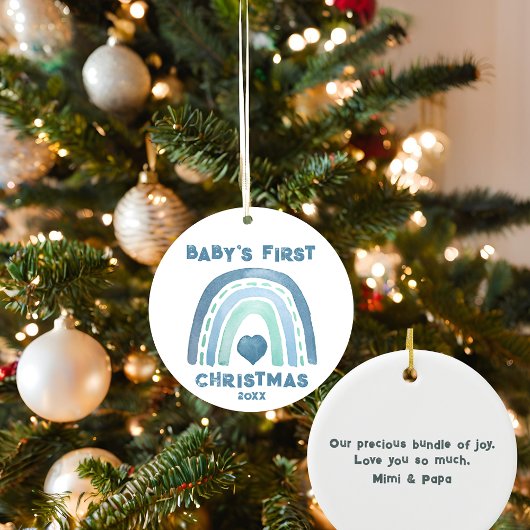 Baby's First Christmas Rainbow Heart Ornament