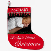 Baby's First Christmas Red Bows & Foto Kleiner Weihnachtsstrumpf (Vorderseite)