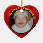 Baby's First Christmas Red Heart Foto Ornament (Vorne)