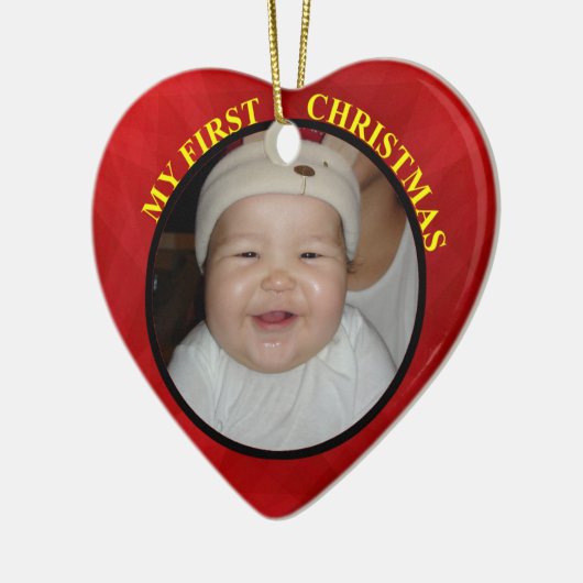 Baby's First Christmas Red Heart Foto Ornament (Links)