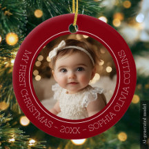 Baby's First Christmas Red Modern 2 Foto Neugebore