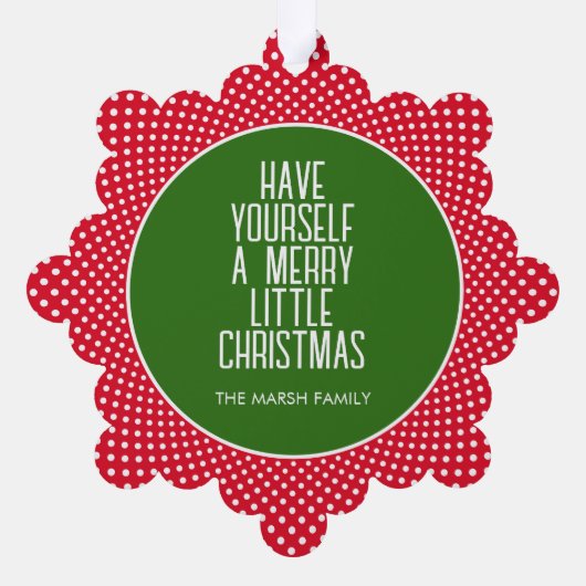 Baby's First Christmas - Red Polka Dots Ornament Karte (Rückseite)