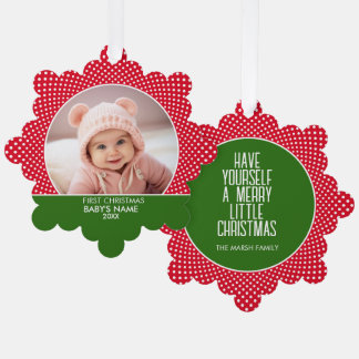 Baby's First Christmas - Red Polka Dots Ornament Karte