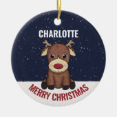 Baby's First Christmas Rentier & Foto Keramik Ornament (Vorne)