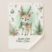 Baby's First Christmas Rentier Green Sherpadecke (Vorderseite)