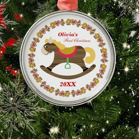 Baby's First Christmas Rocking Horse Ornament Aus Metall