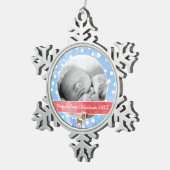 Baby's First Christmas Rudolph Schneeflocken Zinn-Ornament (Rechts)