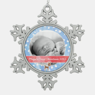 Baby's First Christmas Rudolph Schneeflocken Zinn-Ornament