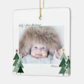 Baby's First Christmas Rustic Trees Foto Keramikornament (Links)