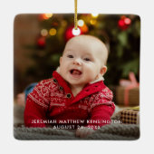 Baby's First Christmas Rustic Trees Foto Keramikornament (Rückseite)