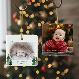 Baby's First Christmas Rustic Trees Foto Keramikornament
