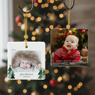 Baby's First Christmas Rustic Trees Foto Keramikornament