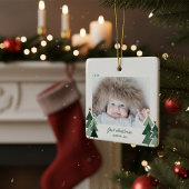 Baby's First Christmas Rustic Trees Foto Keramikornament
