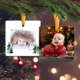 Baby's First Christmas Rustic Trees Foto Keramikornament