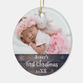Baby's first Christmas Rustic wood individuelle Na Keramik Ornament (Links)