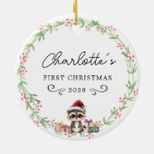 Baby's First Christmas-Rustic Wreath&Baby Raccoon Keramik Ornament (Hinten)